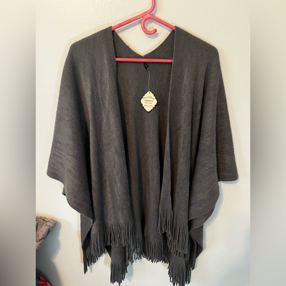 NWT Embrace Jack and Missy Dark Grey Embrace Knit Wrap